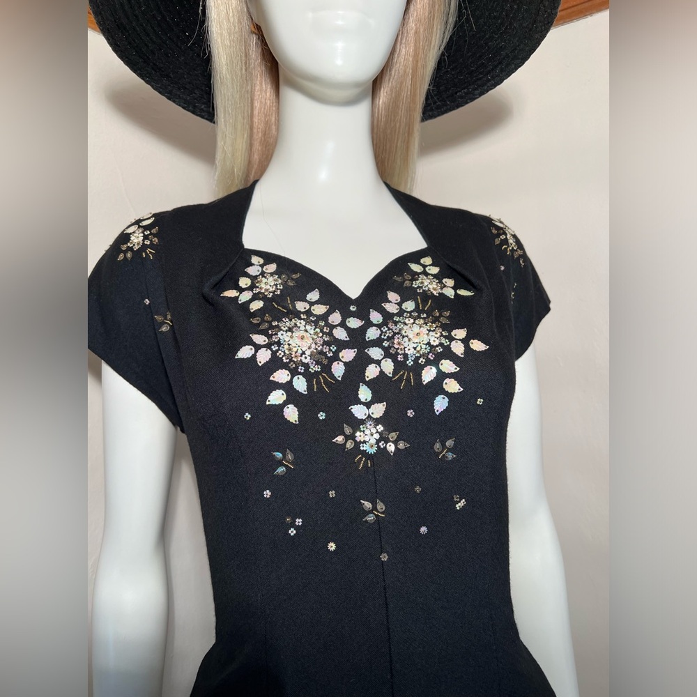 Vintage black beaded women’s top, size XS